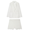 suit Women's 2 pieces with shoulder pads embroidered Blazer Coat+Shorts