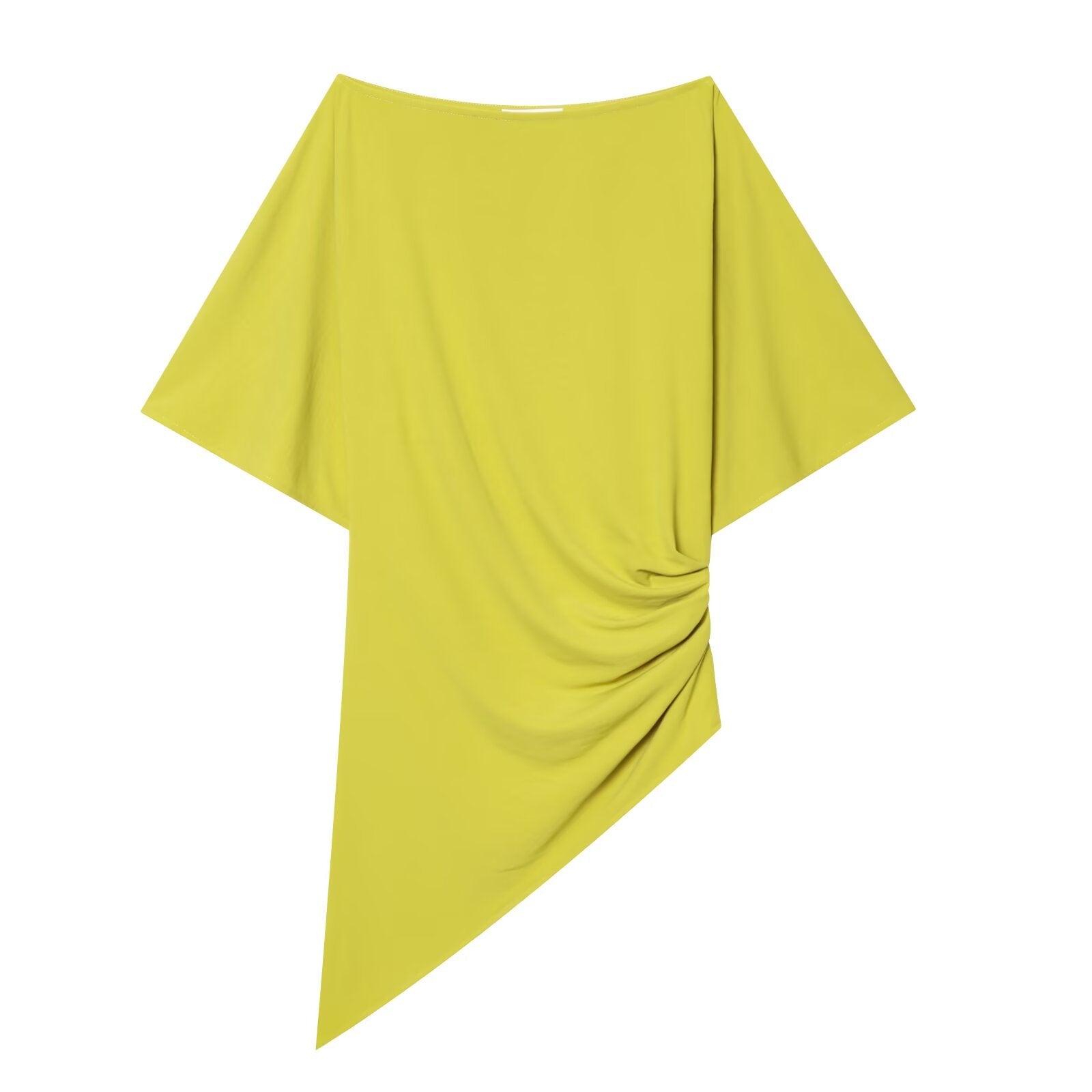 Women's boat neck asymmetrical pleated top