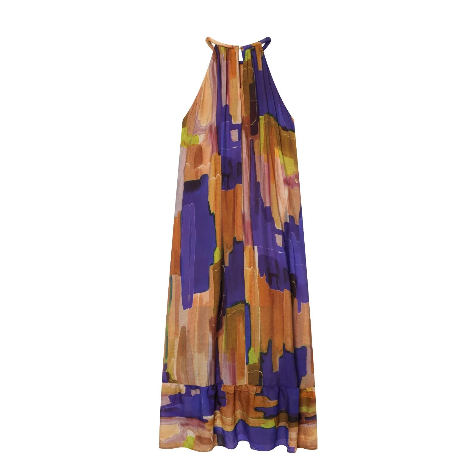 Women's asymmetric hem printed dress