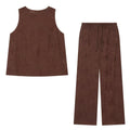 suit Women's 2 pieces O Neck embroidered top+Pants