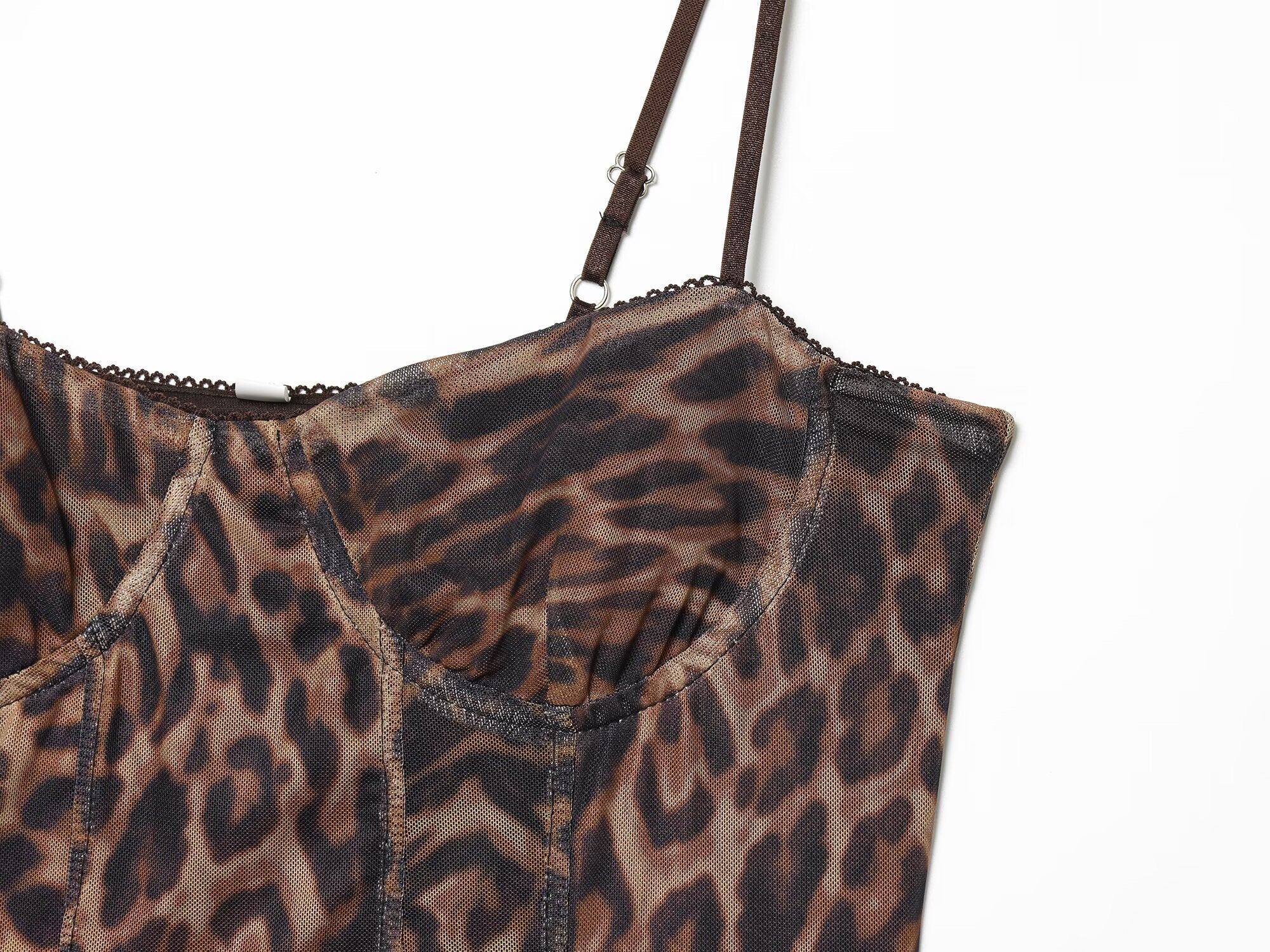 Women's animal print tight corset style tulle dress