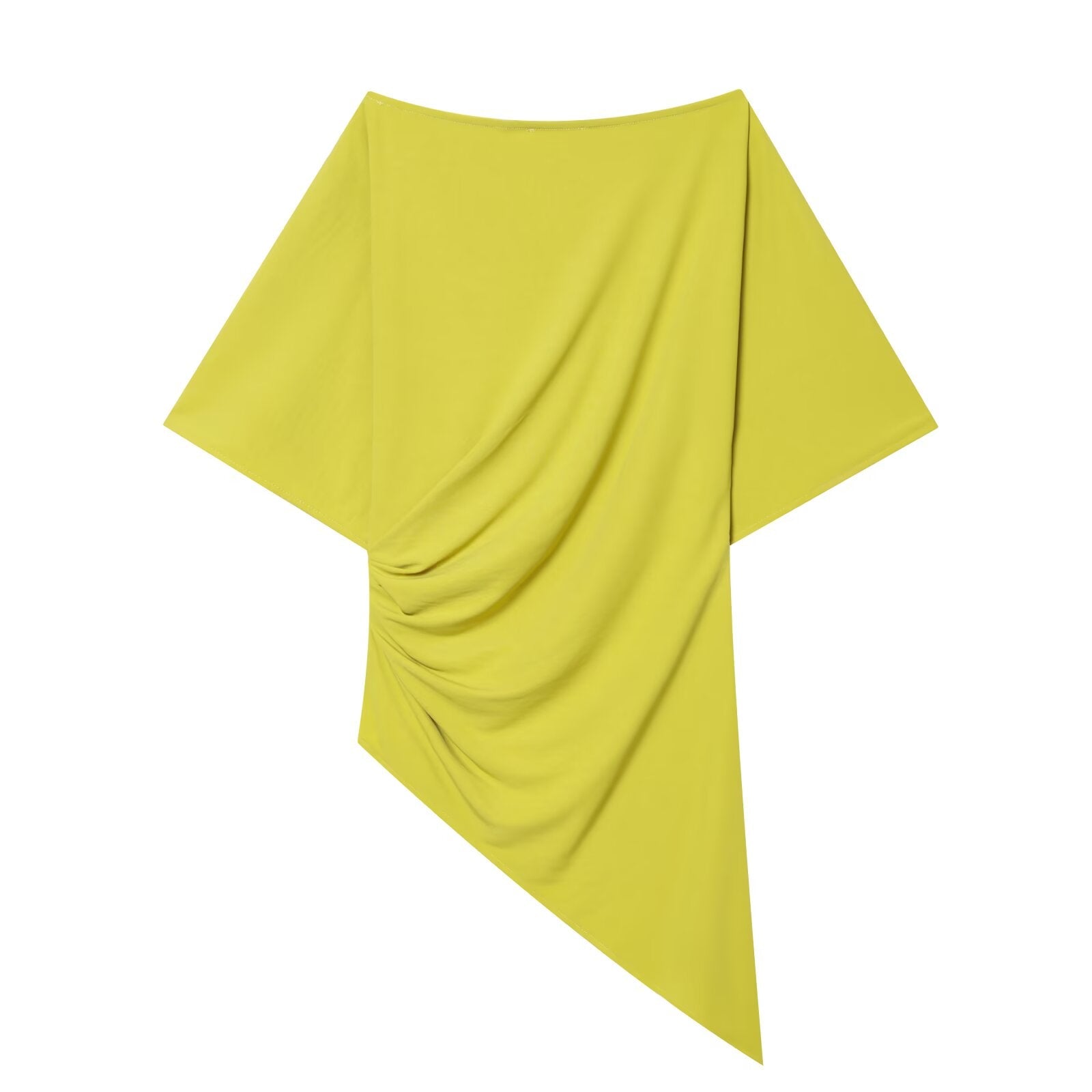 Women's boat neck asymmetrical pleated top