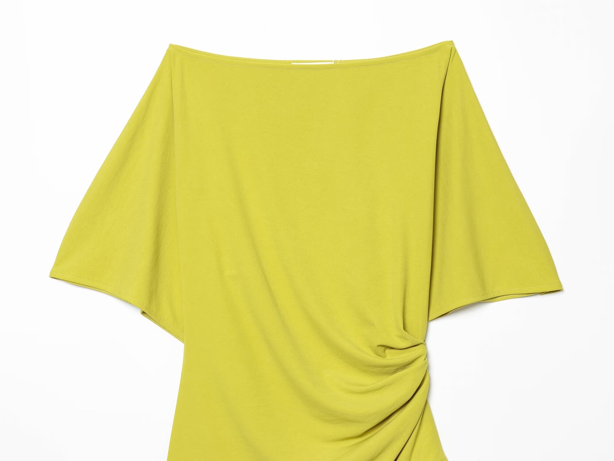 Women's boat neck asymmetrical pleated top