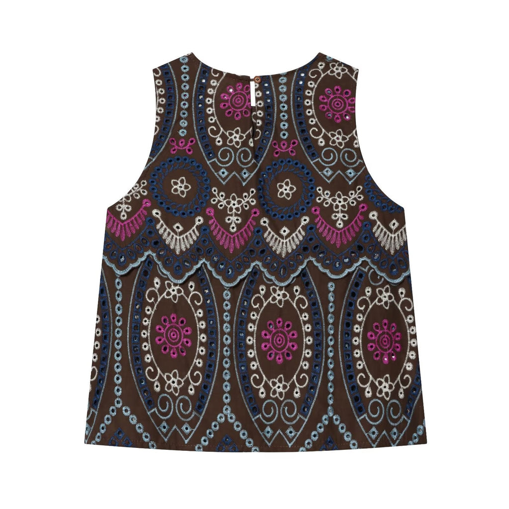 suit Women's 2 pieces hollowed out embroidered top+Skirts