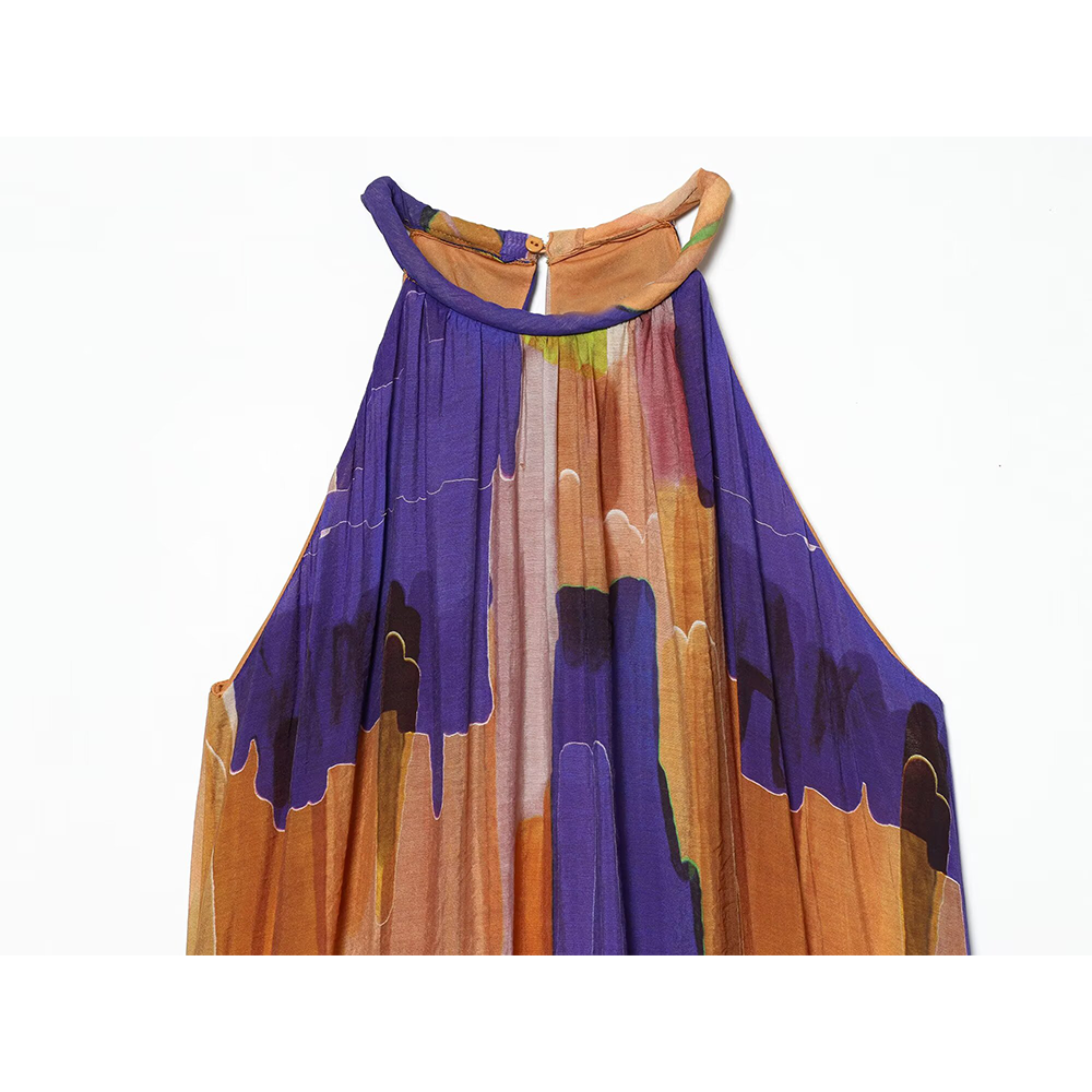 Women's asymmetric hem printed dress