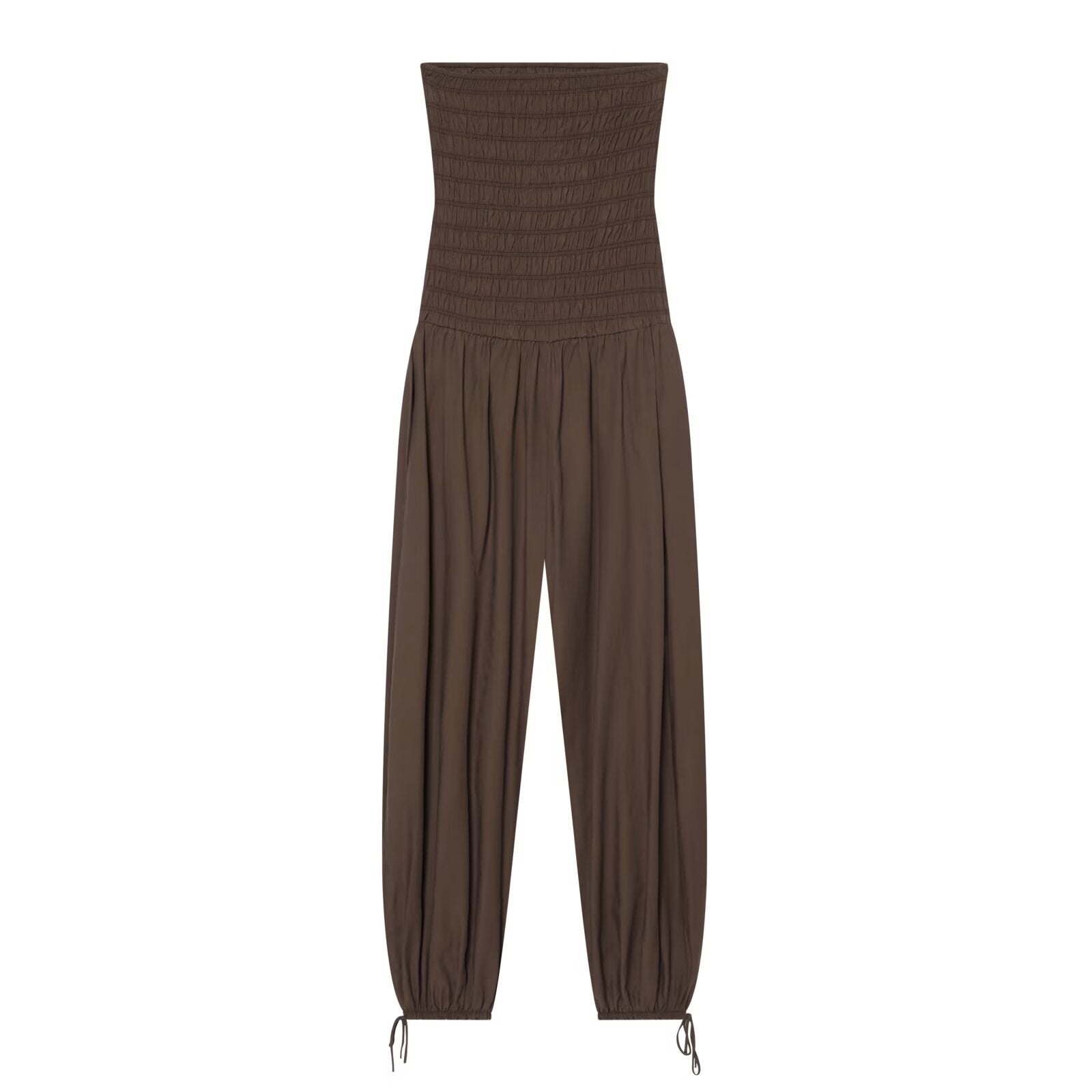 Women's straight neck off shoulder pleated jumpsuit