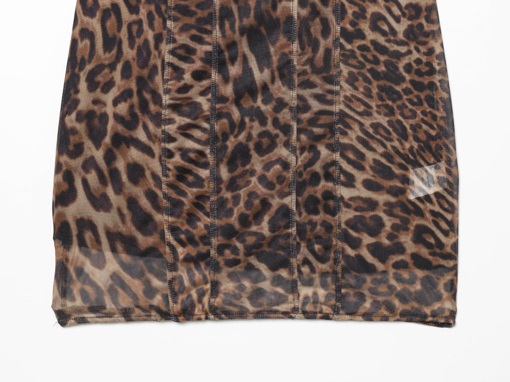 Women's animal print tight corset style tulle dress