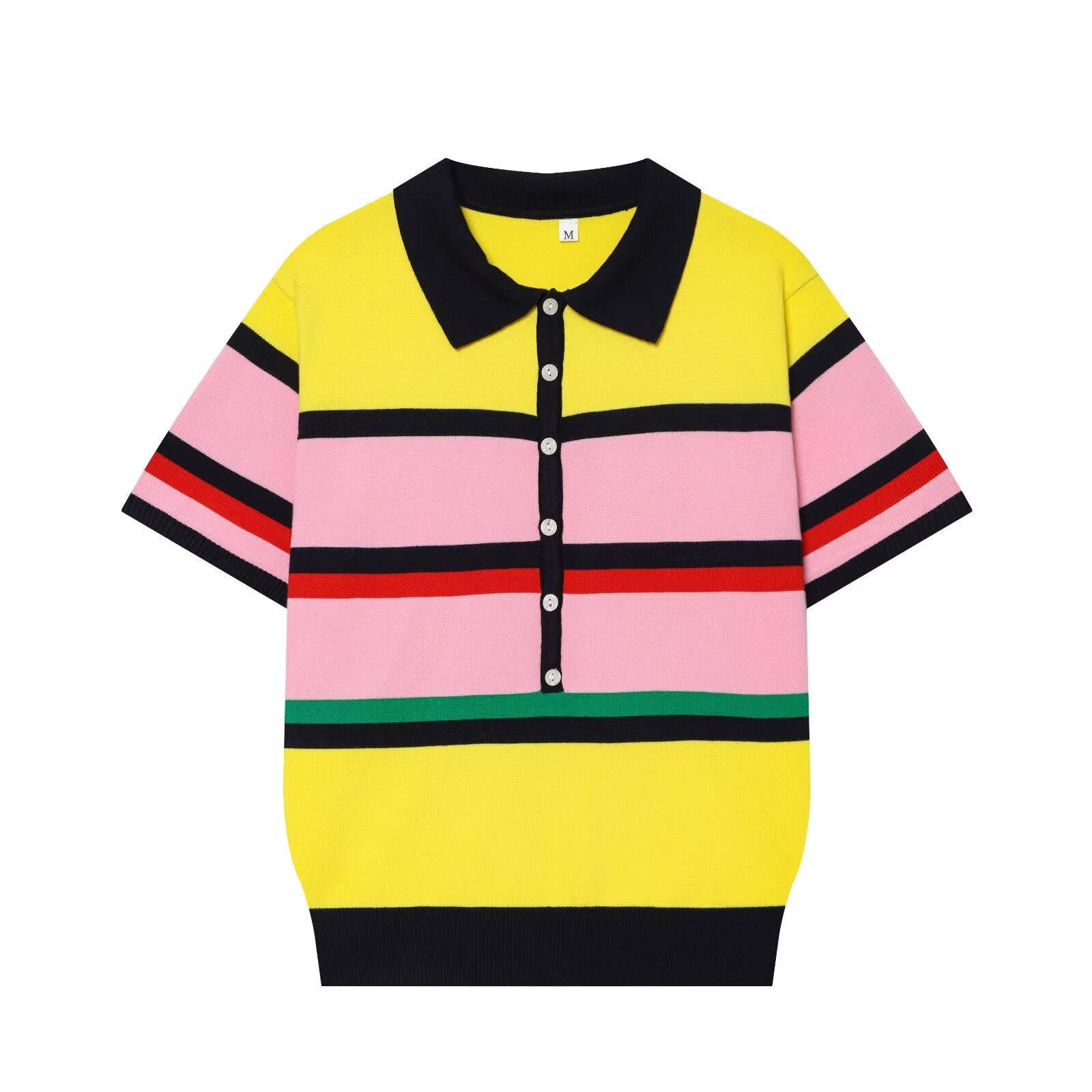 Women's comfortable striped knitted polo shirt