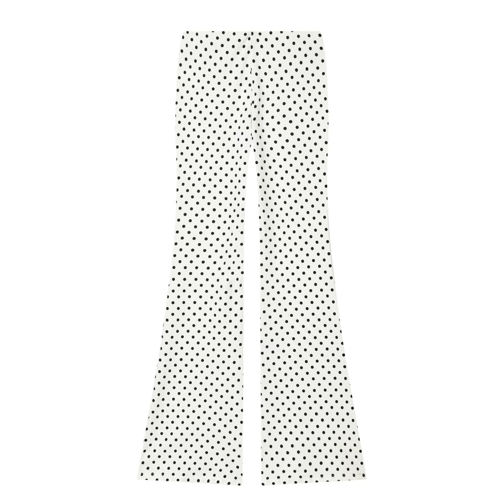 suit Women's 2 pieces elastic wave point hanging neck top+flared pants