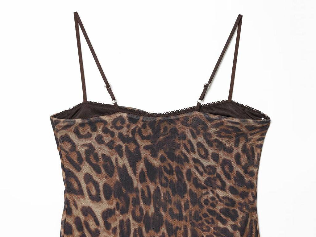 Women's animal print tight corset style tulle dress