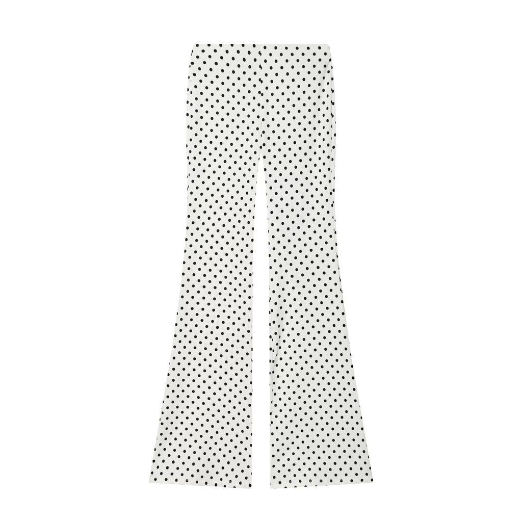 suit Women's 2 pieces elastic wave point hanging neck top+flared pants