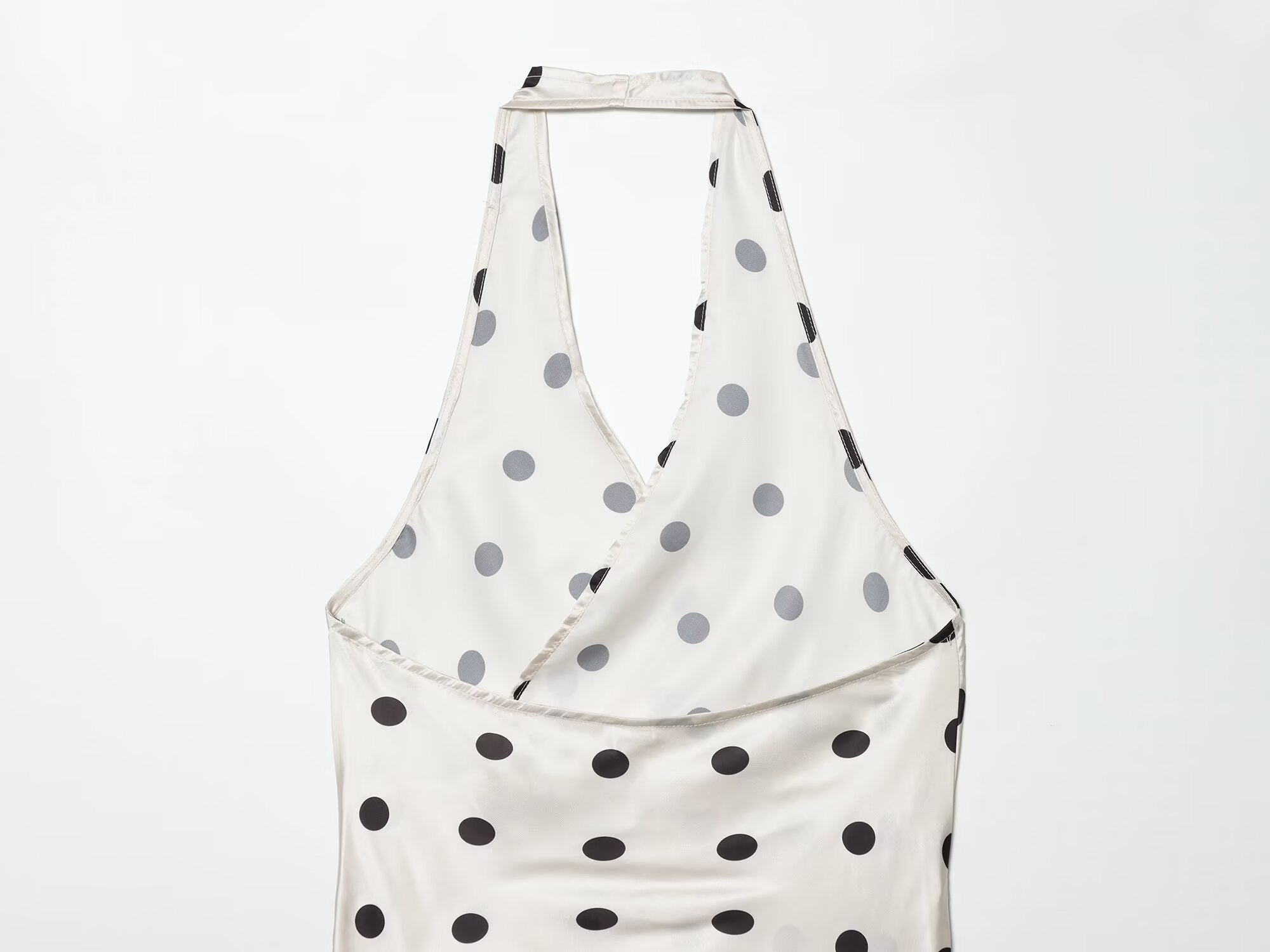Women's Satin textured polka dot hanging neck top
