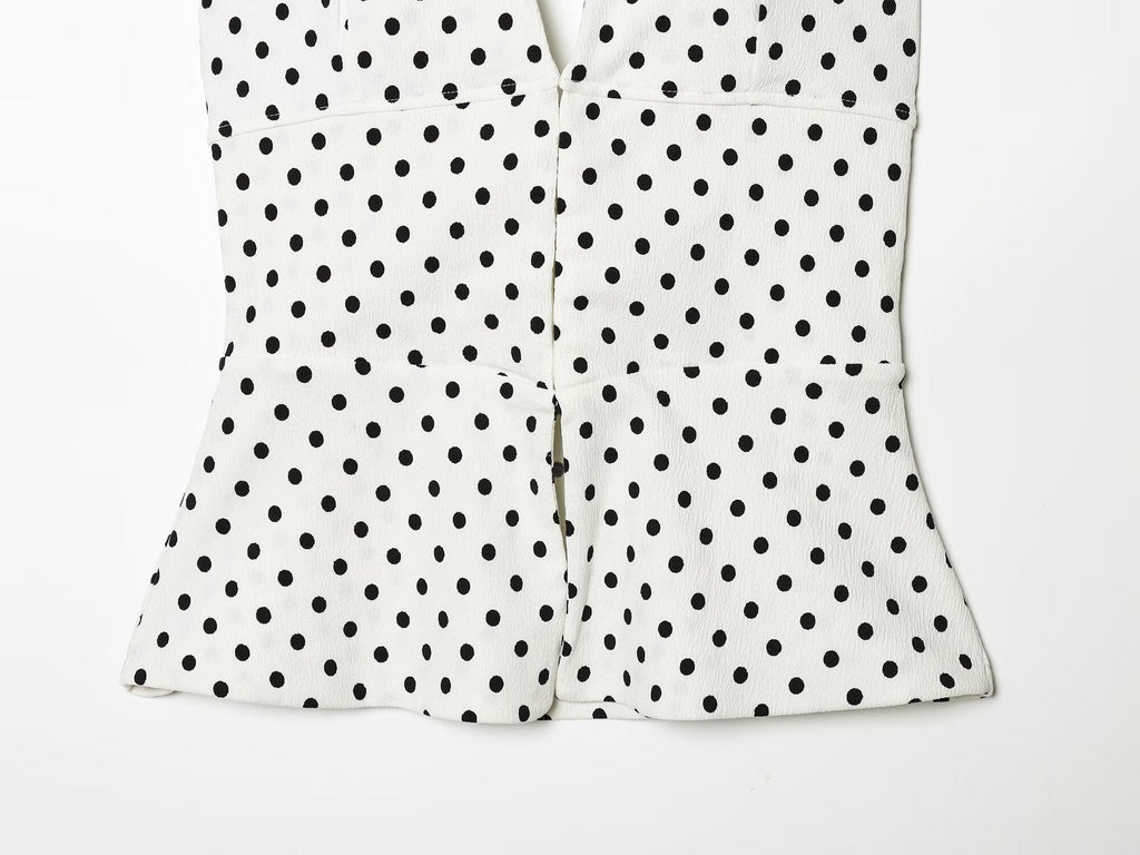 suit Women's 2 pieces elastic wave point hanging neck top+flared pants