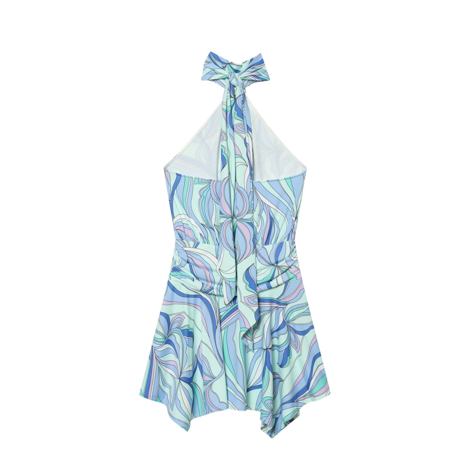 Women's backless printed halter neck dress