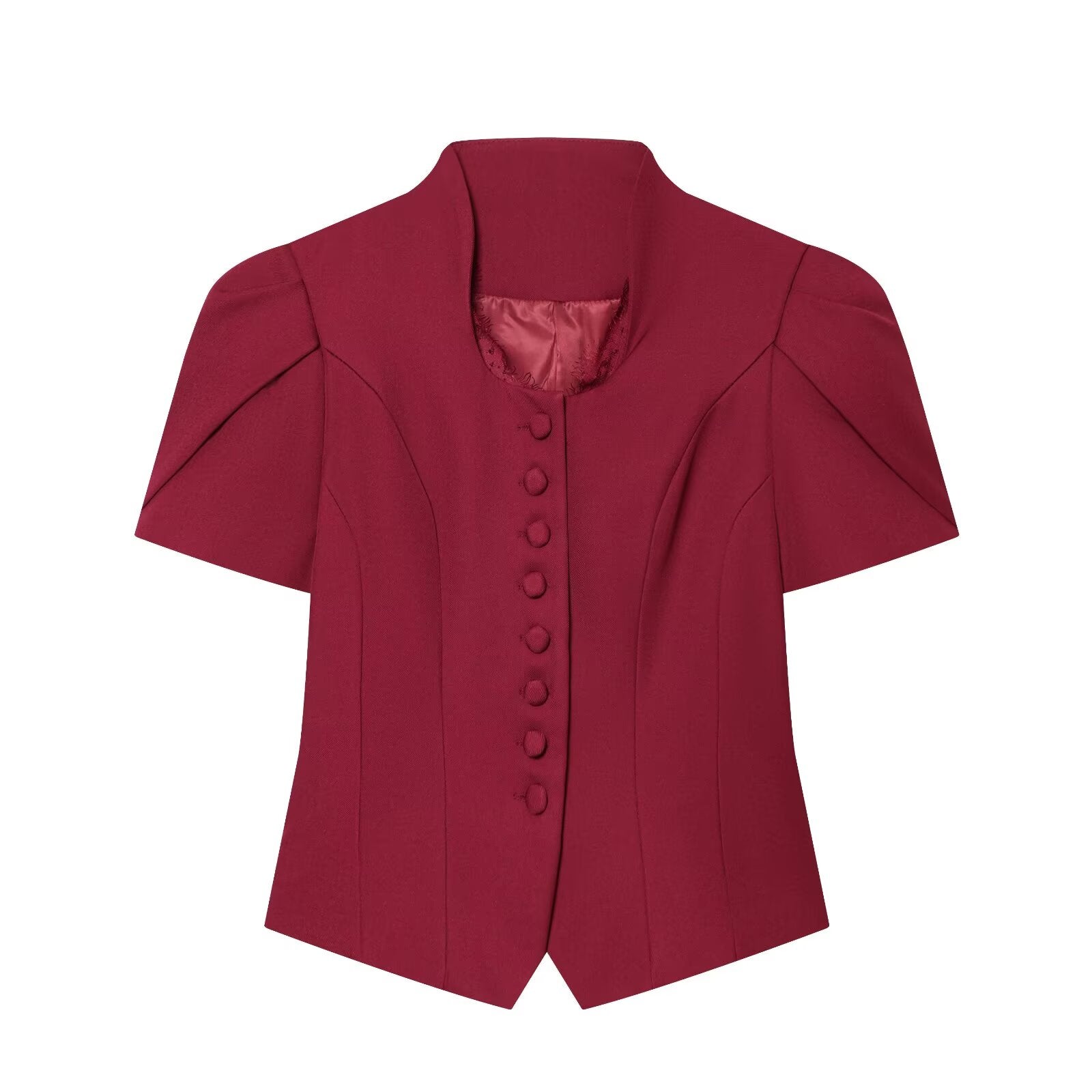 Women's new lace patchwork short sleeved Blazer top
