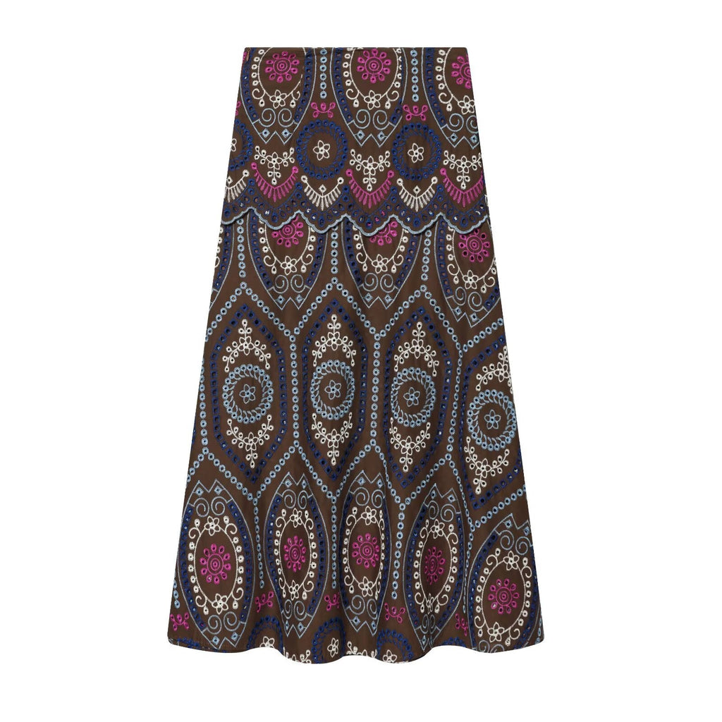 suit Women's 2 pieces hollowed out embroidered top+Skirts