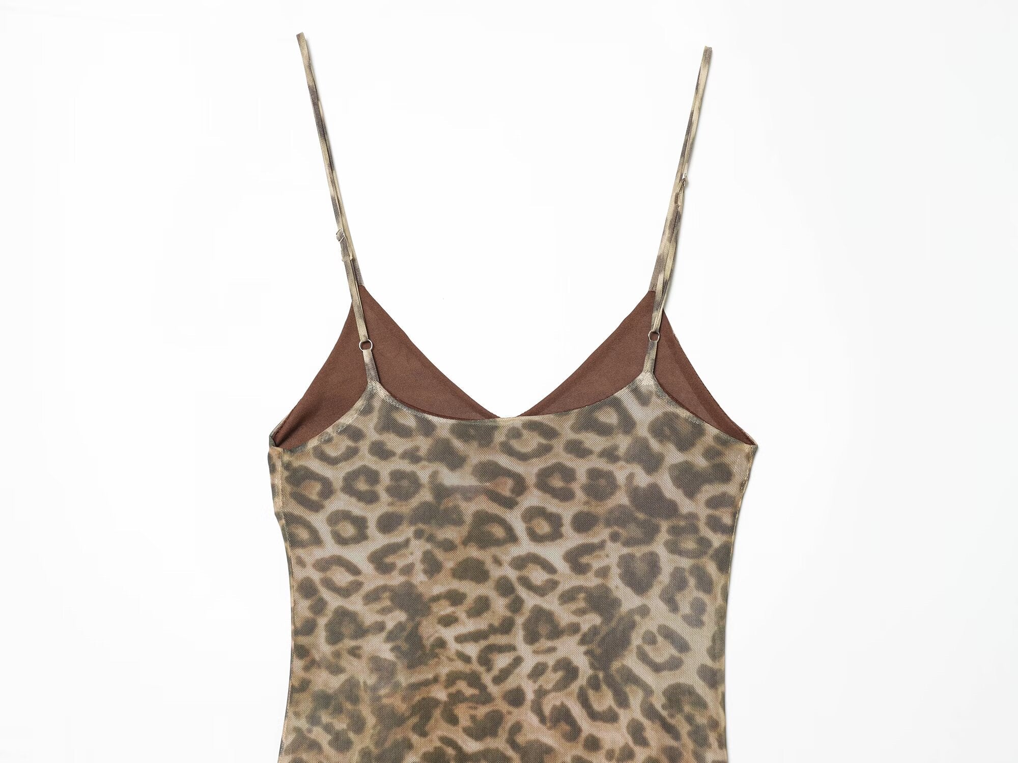 Women's animal print tulle suspender dress