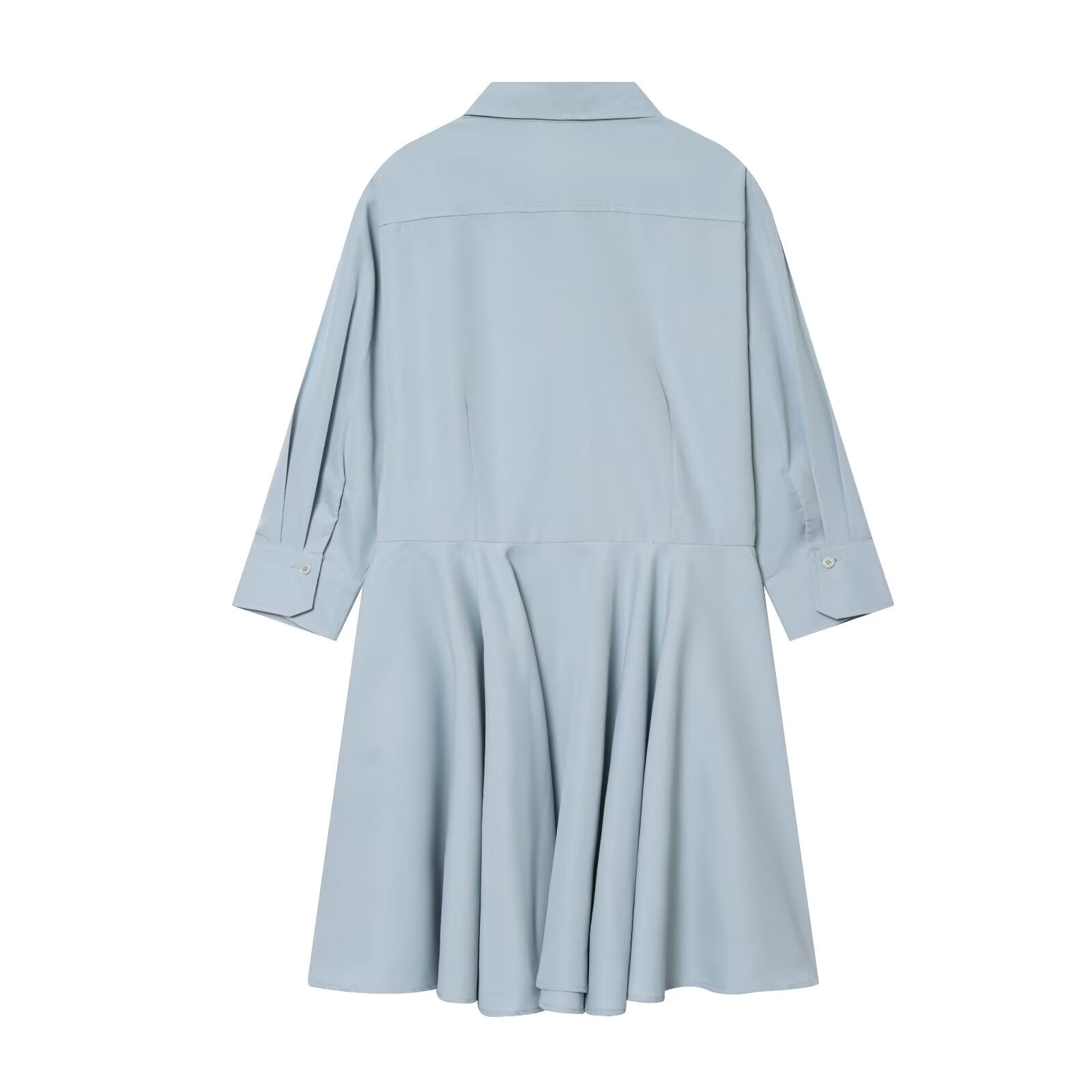 Women's long sleeved pleated shirt style dress