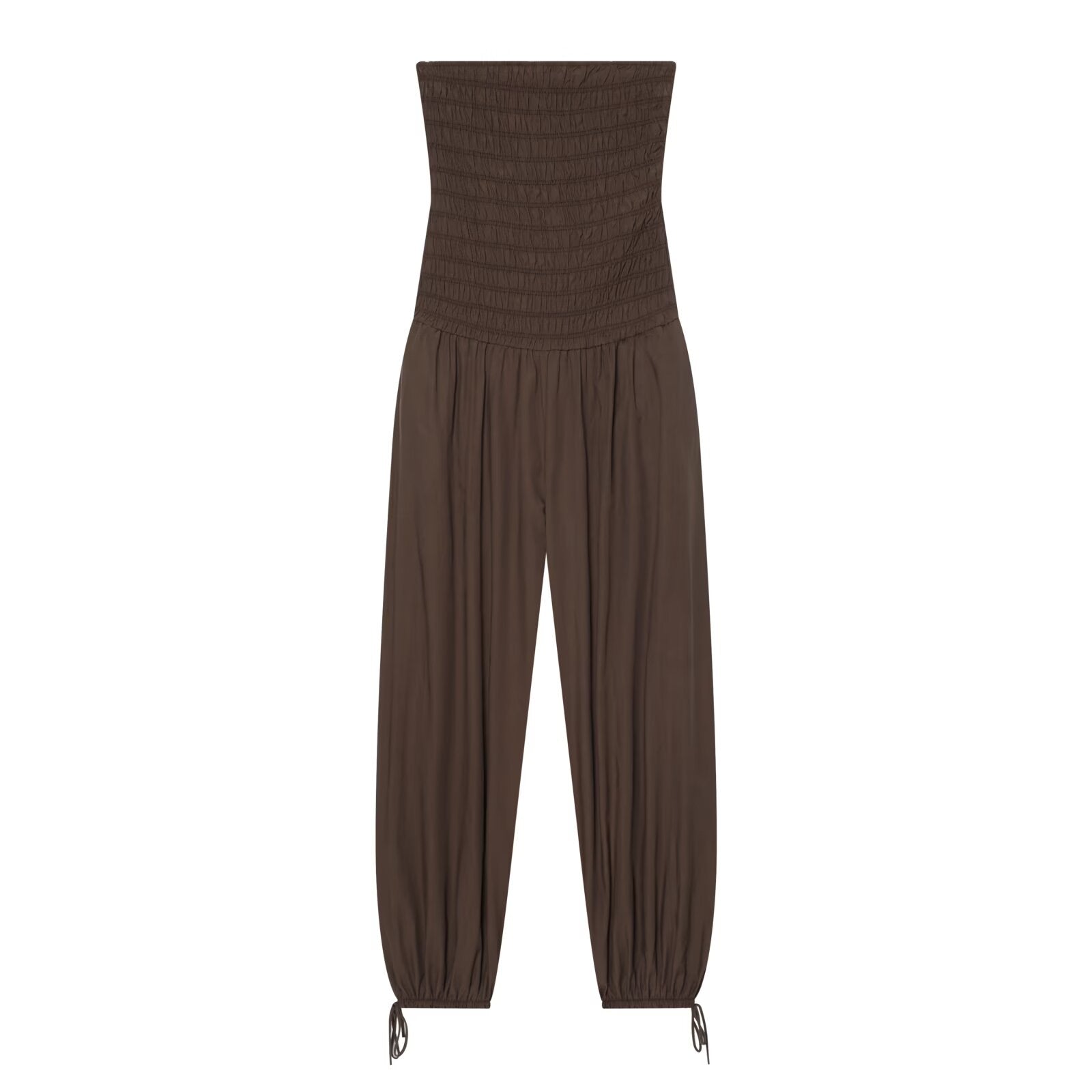 Women's straight neck off shoulder pleated jumpsuit