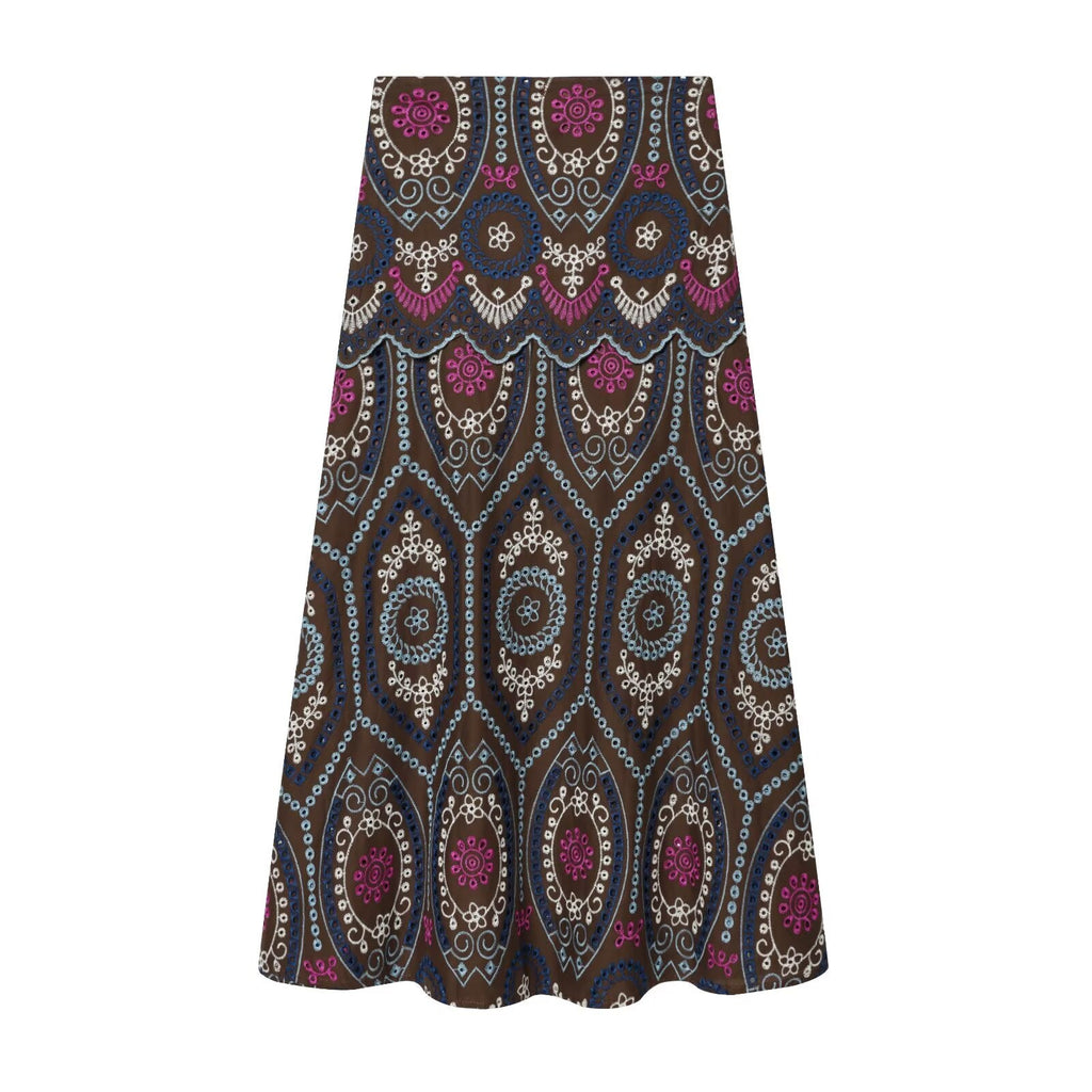 suit Women's 2 pieces hollowed out embroidered top+Skirts